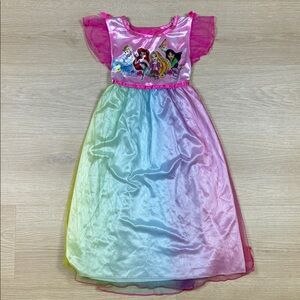 Disney Princess Pastel Rainbow Nightgown 5T Mulan Rapunzel Cinderella Ariel